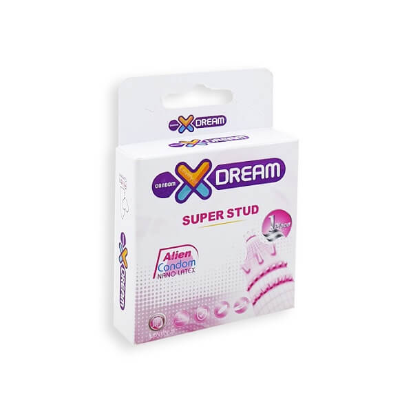 xdream-super-stud-condom-1pcs-2-1.jpg کاندوم فضایی دکمهدار ایکس دریم - Image 1